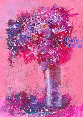Abstract Floral Painting in Pink