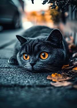 Black Cat with Orange Eyes