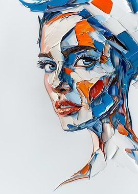 Abstract Portrait in Blue and Orange