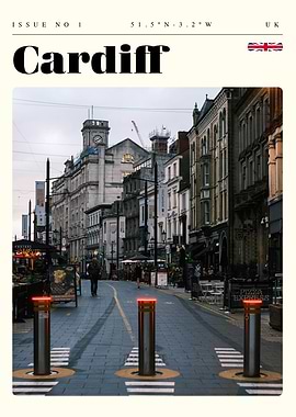 Cardiff Wales Travel Art Poster