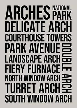 Arches National Park Word Art