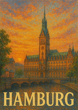 Hamburg Cityscape Sunset