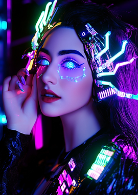 Electric Veins – The Data Weaver - Cyberpunk Fashion Portrait