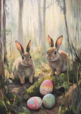Happy Easter Bunny Painting