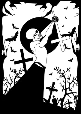 Skeleton Holding Cross
