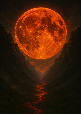 Blood Moon Over Mountains