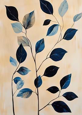 Blue Leaves Painting