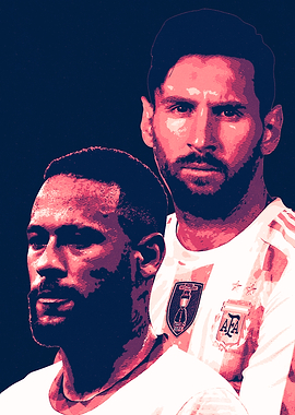 Messi and Neymar Jr Jersey Retro Pop Art