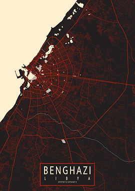 Benghazi City Map Libya Vector