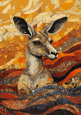 Kangaroo Mosaic Art