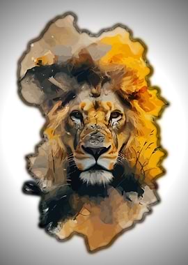 Lion Watercolor Portrait