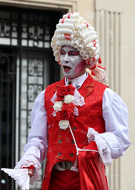 Man in Red and White Costume