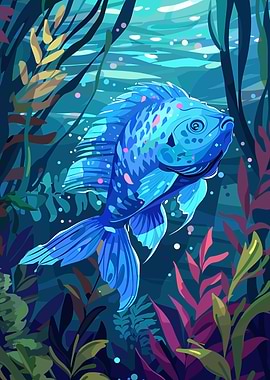 Blue Fish Underwater