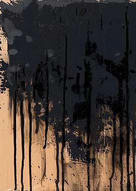 Abstract Black and Tan Painting