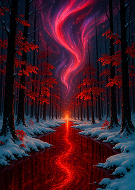 Red Aurora Forest