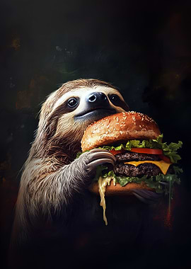 Sloth Eating Burger