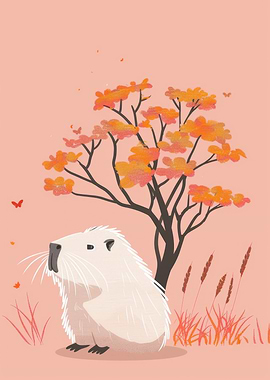 White Capybara Autumn