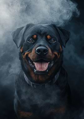Rottweiler in Smoke