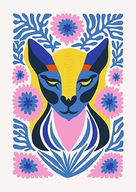 Floral Cat Illustration