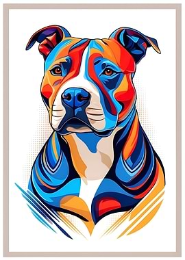 Colorful Pitbull Portrait