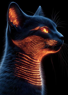 Glowing Egyptian Mau Cat Portrait