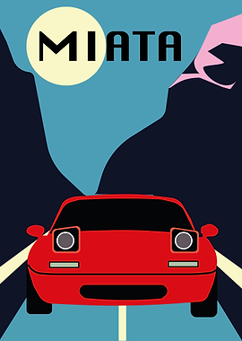 Red Miata on Road Minimalist