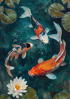 Koi Fish Pond Painting