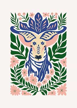 Floral Deer Illustration