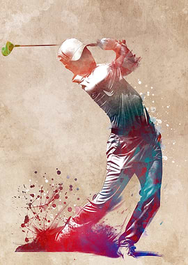 Golf Swing Watercolor Art