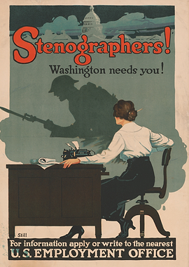 Stenographers Wanted Poster WW1