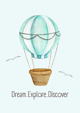 Hot Air Balloon Watercolor