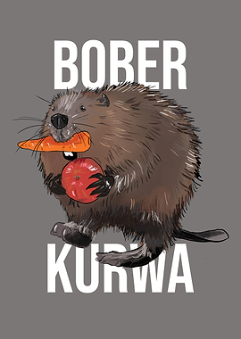 BOBER KURWA BOBR BÓBR holding carrot and apple