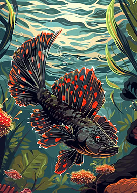 Red and Black Fish Underwater