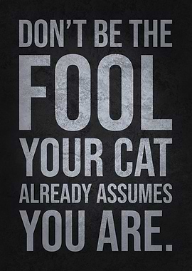 Don't Be the Fool Your Cat Thinks You Are Funny Quote