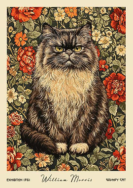 Grumpy Cat William Morris Floral