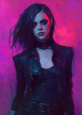 Neon Rebel in Leather Jacket