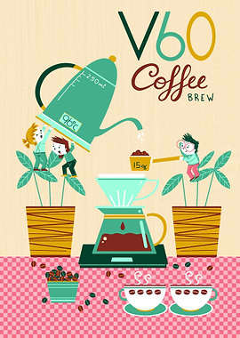 V60 Coffee Brew Illustration