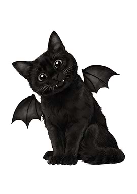 Black Cat with Bat Wings