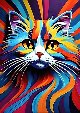 Colorful Cat Portrait