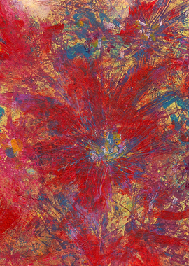 Abstract Red Flower Painting