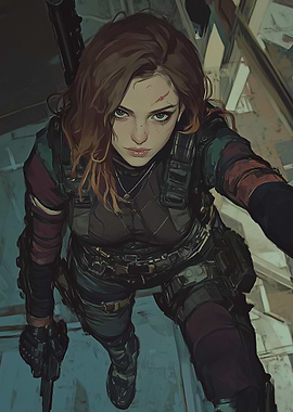 Post-Apocalyptic Warrior Woman Cyberpunk Portrait