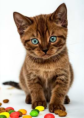 Cute Kitten with Candy