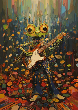 Cool Frog Rock Star