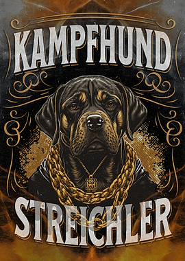 Rottweiler with Gold Chain - Kampfhund Streichler