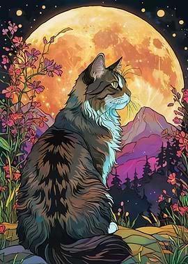 Norwegian Forest Cat Full Moon