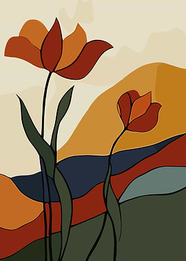 Minimal Floral Tulips Landscape