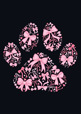 Pink Bow Paw Print