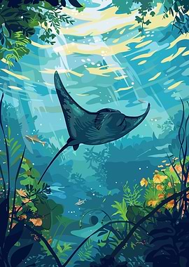 Underwater Manta Ray