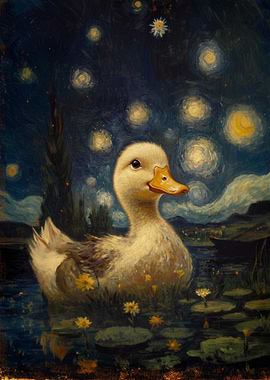 Duck in Starry Night