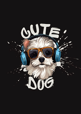 Cute Dog with Headphones